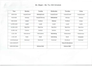 J's schedule