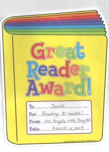 Jacob's reading award